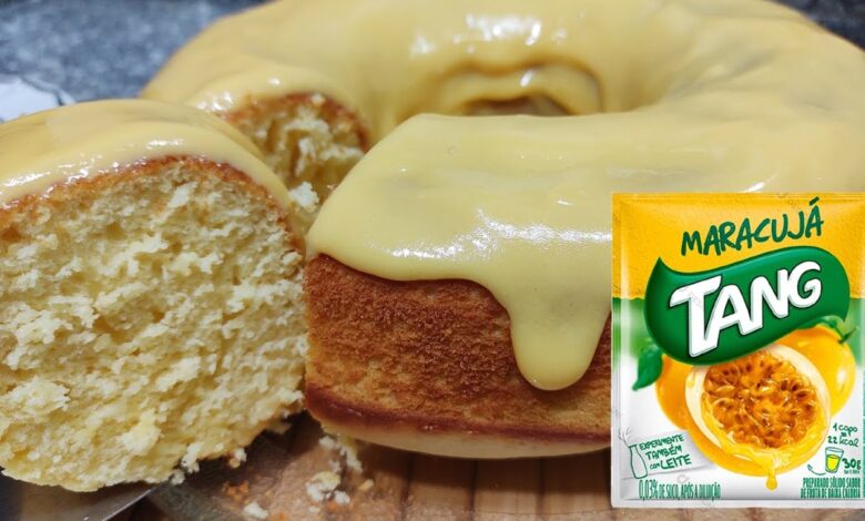Bolo de Maracujá de Suco Tang Fofinho Fácil e Rápido
