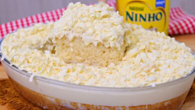 Suculento Molhadinho Bolo de Leite Ninho Super Fácil na Travessa