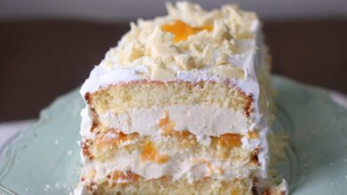 Bolo Trufado De Pêssego Com Chocolate Branco