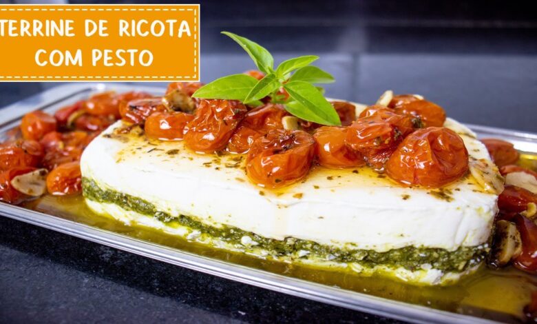 Terrine de Ricota Com Pesto e Tomates Confitados